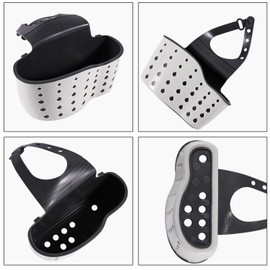 COIYINGJAUNEI Kitchen Sink Caddy Sponge Holder for Kitchen Sink Organizer Dish Sponge Holder Ajustable Strap Faucet Sponge Holder with Drain Holes for Drying, Kitchen Sink Accessories (1 pc)