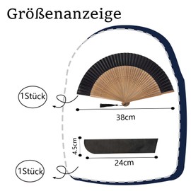 Hand Fan Black Set, Hand Fan Small, Folding Fan, Beautiful and Durable, Suitable for Birthdays, Parties, Weddings and Photo Shoots