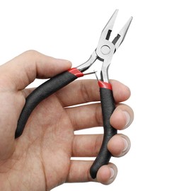 YapitHome 117mm Flat Nose Pliers for Jewellery, Crafts, Hobbies, Beads, Black