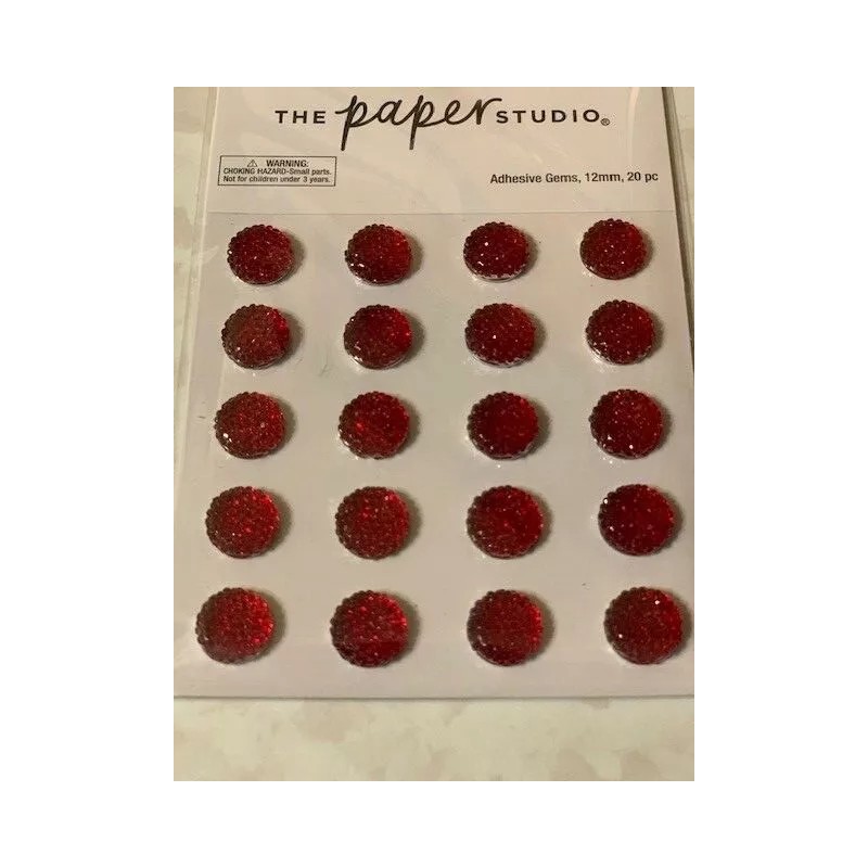 THE PAPER STUDIO RED CRYSTAL ADHESIVE GEMS 12MM 20PCS