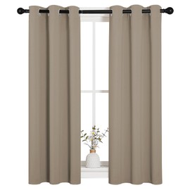 NICETOWN NICETOWN Window Curtain Panels, Thermal Insulated Solid Grommet Blackout Draperies/Drapes for Basement (Taupe, 1 Pair, 29 by 45-inch)