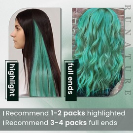 RUNATURE Micro Ring Extensions Real Hair Teal Human Hair 45 cm 25 Strands Micro Ring Extensions Real Hair 1 g Real Hair Extensions Micro Ring Green Hair Extensions #Teal