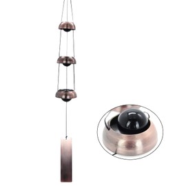 Campana de viento Fengshui, campanillas de viento de cobre rojo y 3 campanas, increíble campanilla de viento conmemorativa para alguien que ama la paz, campanillas de viento de condolencia, regalos al aire libre para regalo de mamá, bendición para el hog