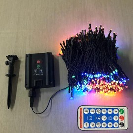 RunQiao Solar Fairy String Lights Outdoor Garden Waterproof 164ft/ 50m 500 LEDs 8 Modes Multi-Colour with Remote