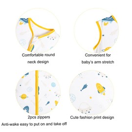 GudGmtoy Baby Sleeping Bag with Sleeveless 0.5 Tog Cotton Newborn Swaddle Wrap Blanket, Space Pattern Organic Cotton Wearable Sack for Waddles Kids Baby Sleeping Bag 12-18 months