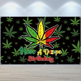 Panelee Have A Dope Birthday Backdrop Weed Decoration Pot Leaves Background Weed leaves Banner Photo Props for 420 Celebration Adult Birthday Party Supplies 72 x 43 Inch