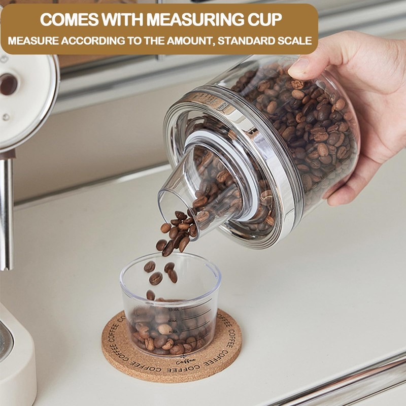 CINPIUK 2 Pack Clear Coffee Canister with Lid & Measuring