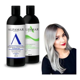 Shampoo Matizador Azul  Tratamiento Con Keratina Alfamar                                                                                              