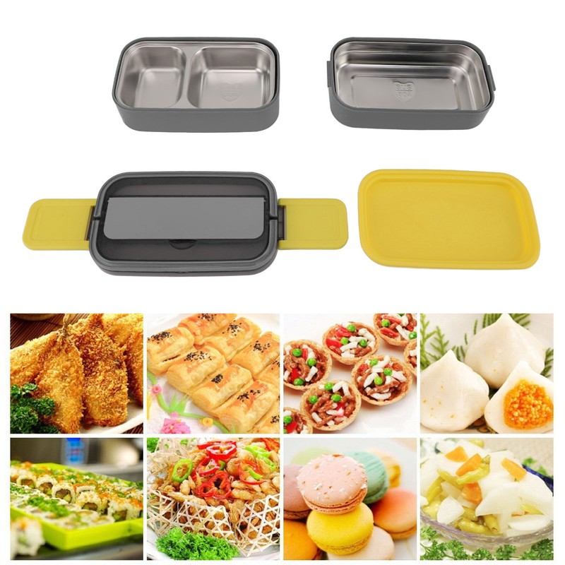 Lunch Box Double Layer Microwave Safe Leakage Proof Stainless Steel