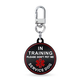 Service Dog ID Tag for Small & Large Dogs - Emotional Support ESA Medical Alert Collar Accessory - Durable Stainless Steel Service Animal Tag - in Traning Service Tag in Black Large