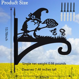 Outdoor Black Heavy Duty Metal Hummingbird Feeder Stand Fence Plant Hangers Wind Chime Hanger Pots Porch Hooks Plants Wall Mounted Plant Holder (Midget Chasing Butterfly)