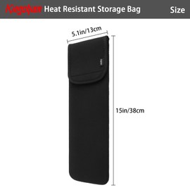 Kingshion Heat Resistant Storage Bag, Straightener Storage Bag, Travel Case Cover with Two Pocket Suitable for lat Iron, Straightener, Curling Wand, Curling Iron, Flat Iron, 15 X 5 Inches, Black