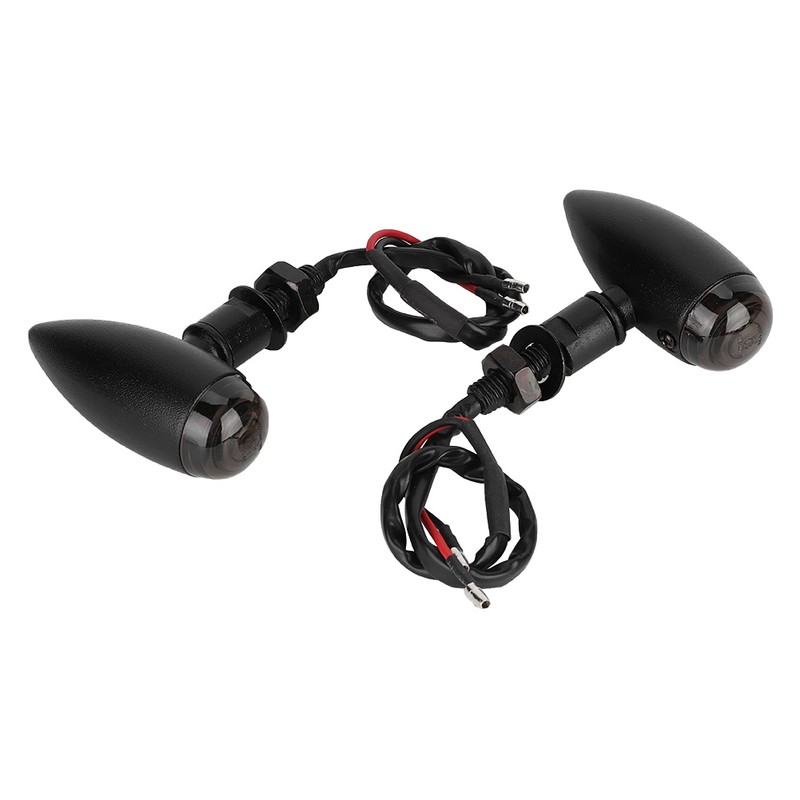 Retro Bullet Motorcycle Taillights Brake Turn Signal Light Indicator Black