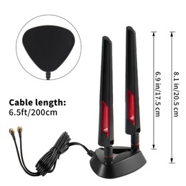 Eifagur 9dBi WiFi 6 6E Tri-Band 2.4 GHz + 5 GHz + 6 GHz Base magnética Antena WiFi para juegos WiFi 6 6E Router PC computadora de computadora PCI-E WiFi 6E Tarjeta madre WiFi para juegos