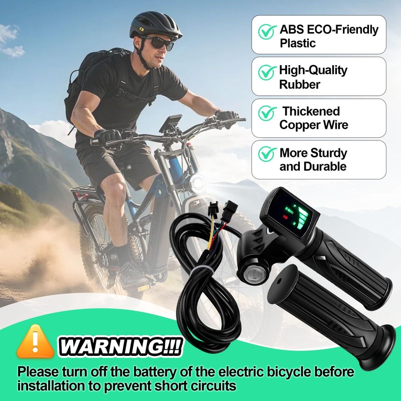 Royitay Ebike Full Twist Throttle Replacement for Ridstar Q20/Q20Lite/Q20Pro/H20/H26Pro/H20,48V, LCD