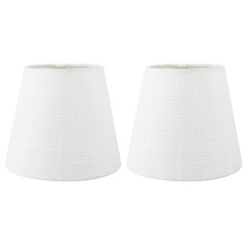 Meriville Set of 2 Off White Linen Clip On Chandelier Lamp Shades, 4-inch by 6-inch by 5-inch