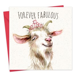 Twizler Birthday Card, Goat, Women, Humour, Birthday Card, 15.5 cm x 15.5 cm, Luxurious Humorous, Blank Inside, Envelope, Greeting Card, 16, 1 Piece