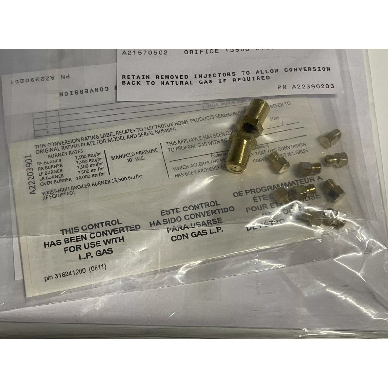 Frigidaire Range Natural Gas to LP Propane Conversion Kit fits