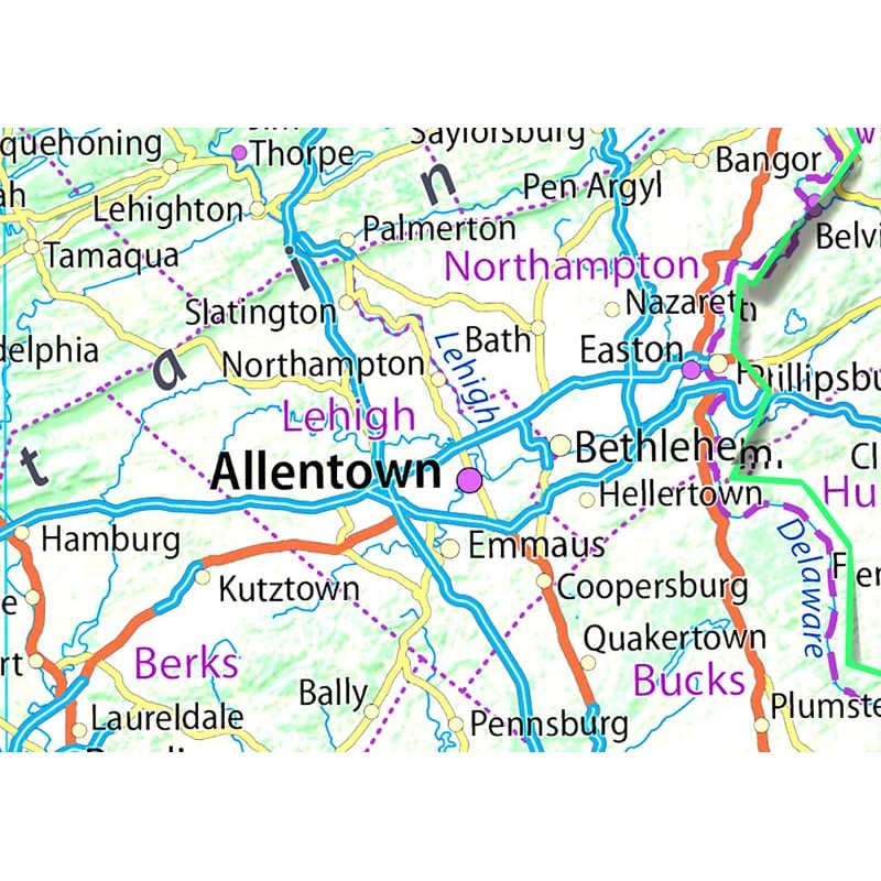 Tiger Moon Pennsylvania State Map - 22.5 x 14.4 Inches,