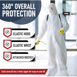 Medical Nation Hazmat Suits Disposable | 1 Pack | Protective Coveralls with Attached Hood and Boots | Heavy Duty Full Body Painters Suit for Adults - Breathable & Water Resistant | Medium