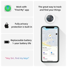 2 PCS Locator Tag Bluetooth Tracker, GPS Item Finders Tracking Device Work with Apple Find My (iOS Only), Item Finder for Keys, Wallet, Luggage, Pet, Comes with 2 Protective Silicone Keychains