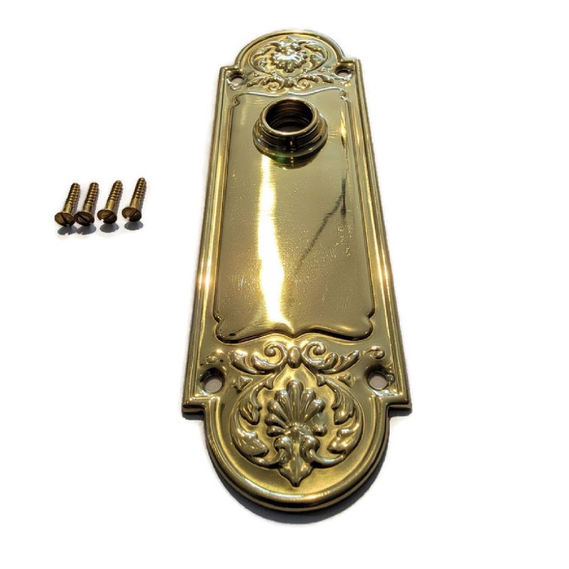 Refined antique style door trim escutcheon plate in the Polished