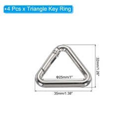 PATIKIL 1" Metal Triangle Ring Buckle, 4 Pack Triangle Jump Rings Spring Snap Clip Trigger Keychain for Purses Handbag Strap Clasp, Silver Tone