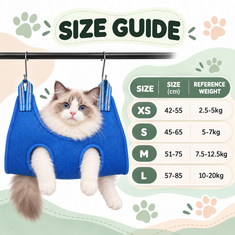 Adjustable Polyester Pet Grooming Hammock Sling for Cat and Small