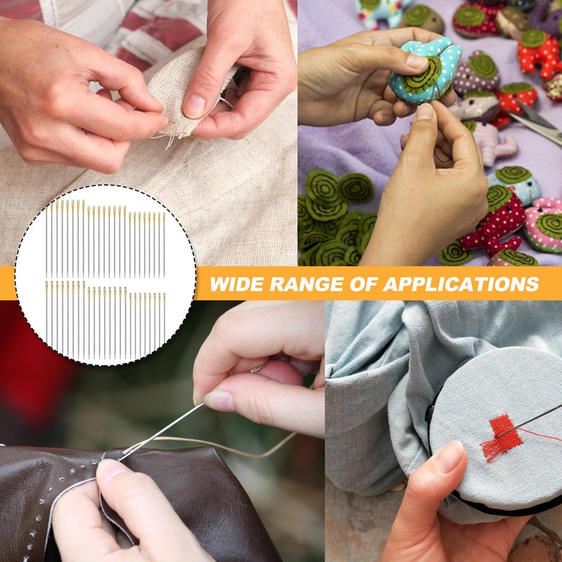 Self Threading Needles, 48Pcs Easy Thread Needles Hand Sewing 3