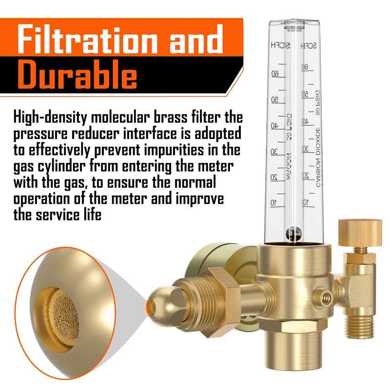 BETOOLL Argon/CO2 Mig Tig Flow Meter Gas Regulator Gauge Welding