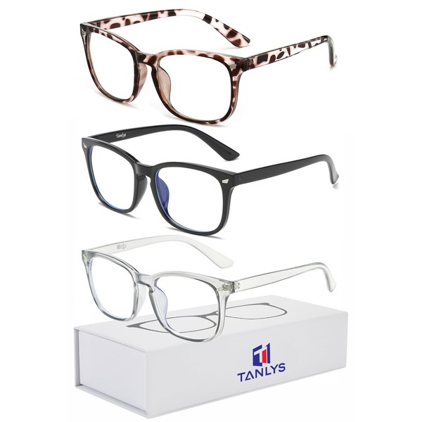 Tanlys 3 Pack Blue Light Blocking Glasses for Computer Eye
