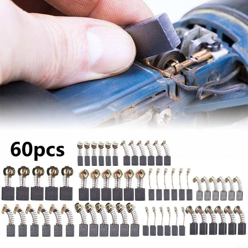 60Pcs Electric Motor Carbon Brushes, 10 Different Sizes Motor Carbon