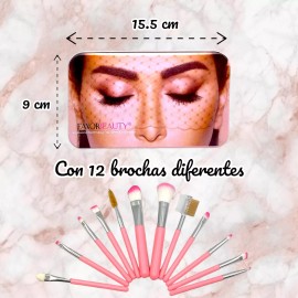 Favorbeauty Brochas De Maquillaje Kit 12 Pzs Para Maquillaje Con Estuche