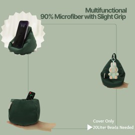 Tusrai - 2 fundas de mini puf para silla de puf, soporte para teléfono celular (sin relleno), ultra suave, micro gamuza, antideslizante, color verde oscuro