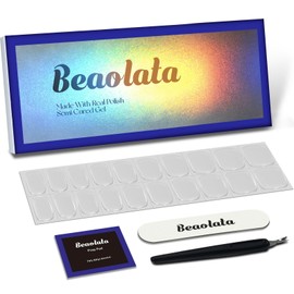 Beaolata Semi Cured Gel Nail Strips - Gel Nail Stickers with uv Light - Nail Polish Strips - 20 Gel Nail Wraps - Gel Nail Strips - Long Lasting Salon Quality (Transparent Dew Drop)
