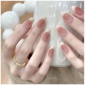 Miss Mumu Nail Tips, 24 Pieces, Nail Tips, Long, Spring/Summer, Simple, Cute, Stylish, Popular, Nail Sticker, Bridal Nails, Glossy, Fake Nails, For Various Occasions, Clear French-MY171