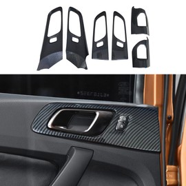 ruihe Carbon Fiber Color Door Handle Bowl Frame Decorator Cover Front Speaker Audio Ring Trim Fit for Ford Ranger 2019 2020 2021 2022 The North American Version