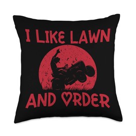 Funny Lawn Care Design Grass And Lawn Mowing Funny Order Pun Lawn Mower Grass Cutting Gardener Throw Pillow, 18x18, Multicolor