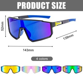Pack of 4 Sunglasses, Cycling Glasses, Polarised Sunglasses, Sports Glasses for Men and Women, UV400 Protection, Safety Glasses, Quick Glasses, Sports Running Glasses for Outdoor Sports, Fishing