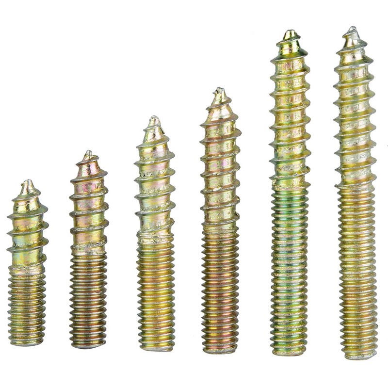 90pcs M6 Dowel Screw Woodworking Furniture Connector Double Ended Screw