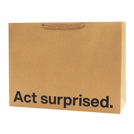 Funny Large Gift Bag – 16 x 6 x 12 inch Kraft Gift Bags with Snarky Sayings “Act Surprised” - Reusable, Eco-Friendly Gag Gift Wrapping for Birthdays, Holidays, Mother's Day, Father's Day - 1 Piece
