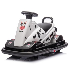 12V Kids Ride On Motor Bumper Car,integrating system,Rotate 360 degrees in place,Collision triggers sound effects and lights,Four-wheel waterfall light,Cute appearance design for kids aged 3-5. - Color: WHITE