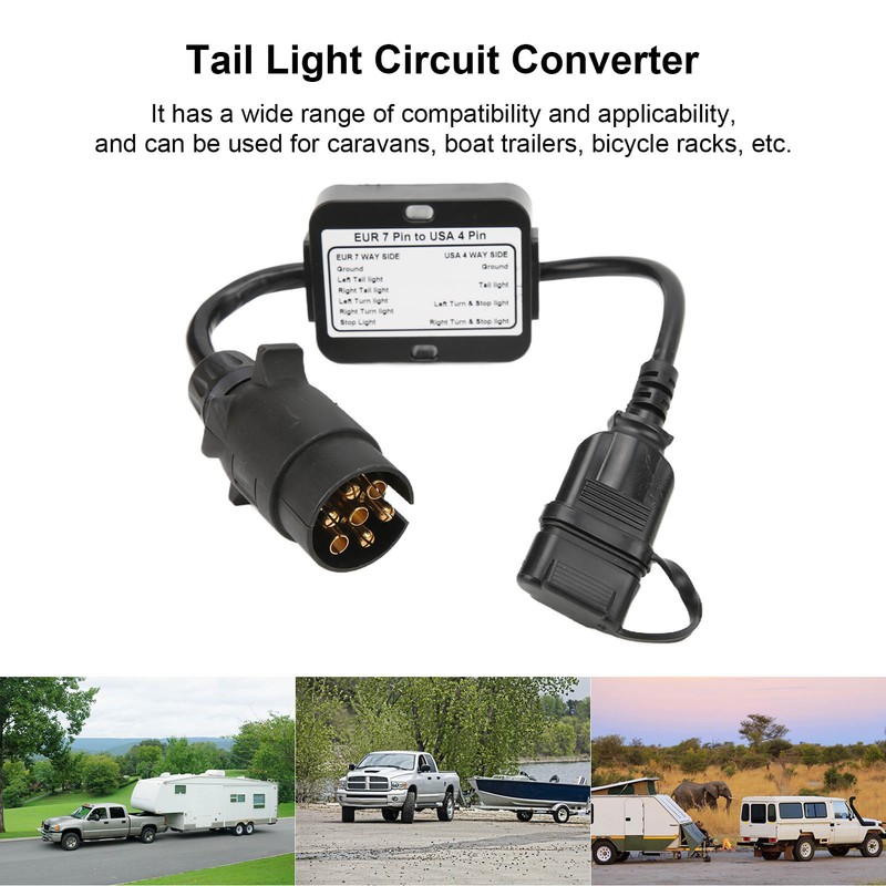 Trailer Connector European 7 Pin to American 4 Pin Taillight