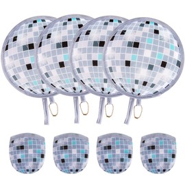 ALNKDH 4Pcs Disco Pattern Hand Fan,Chinese Japanese Style Foldable Fan,Multi-Role Round Handheld Fans, Beautiful Patterns For Wedding Party Home Decor Personal Decoration (4Pcs Disco)