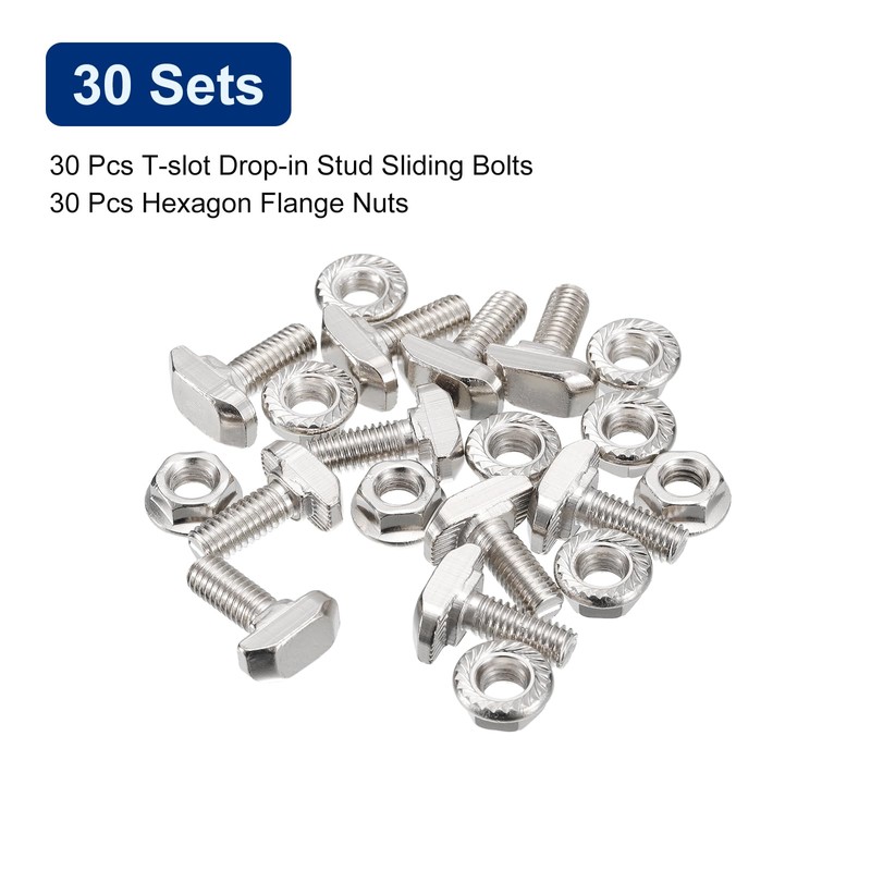 QUARKZMAN M6 x 16 mm T-Nut and M6 Hex Flange
