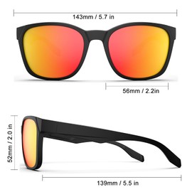 Sonnenbrille für Herren und Damen, polarisierte Sport-Sonnenbrille, leicht, langlebig, flexibel, TR90-Rahmen, 100% UV-Schutz, Sonnenbrille, Angeln, Fahren, Laufen, Mattschwarz und Orange