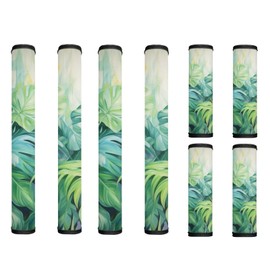 Maiyoinou Refrigerator Door Handle Covers Set of 8, Antiskid Protector for Fridge Oven Dishwasher Keep Your Kitchen Appliance Clean from Liquid Smudges Food Stains, Green Monstera Leaf