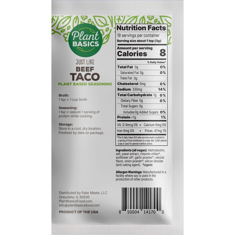 Plant Basics - Plant Based Seasoning, Just Like Beef Taco,