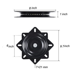 Frassie 2 Pack 8 Inch Bar Stool Chair Swivel Plate Replacement, 360 Degree Swivel Square Heavy Duty Turntable for Recliner Chair