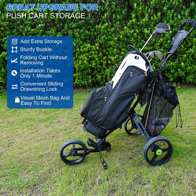LZFAN Golf Push Cart Storage Bag,Golf Cart Organizer, Backside Extension